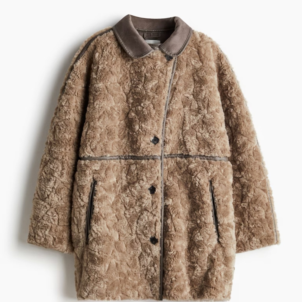 Women's Tan Shearling Coat - Picture 3 of 4